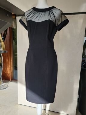 Sheer Yoke Black Cocktail Dress
